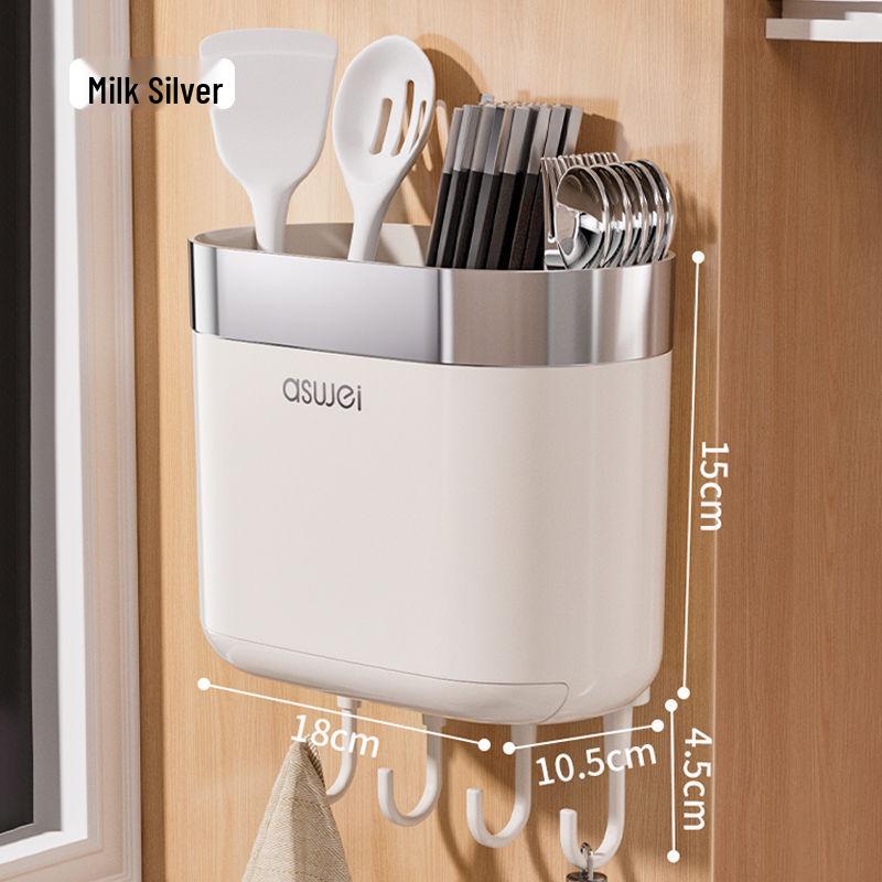 

Premium Wall-Mounted Chopstick Holder & Drain Tray for Kitchen Storage