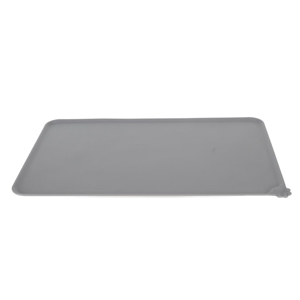 Silicone Pet Feeding Mat Waterproof Prevent Slipping and Spilling Foldable Pet Feeding Placemat for Dog Cat Grey