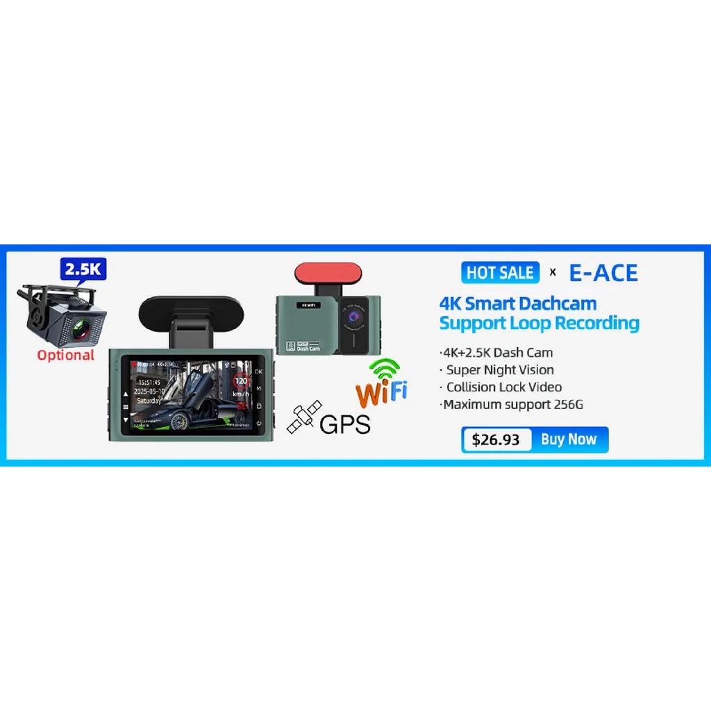 E-ACE Dashcam Car Dvr 4.3 Inch Mirror FHD 1080P Camera Optional Dual Lens DVR  Rearview Mirror Dash Camera Video Recorder Auto