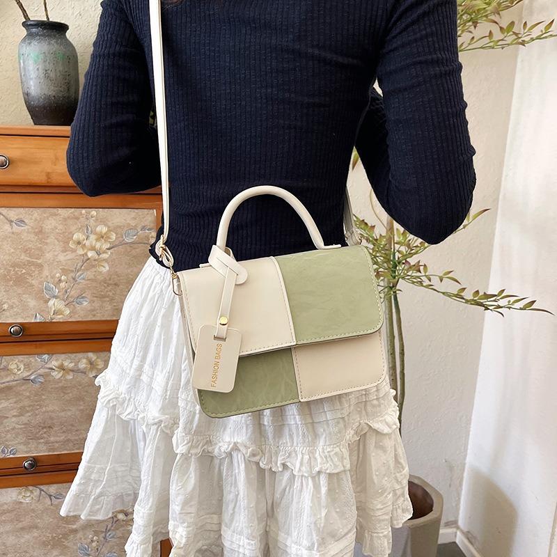 New Fashion Trend Niche Contrasting Color Design Premium Texture Shoulder Messenger Bag Versatile Women's Bag Portable Small Square Bag