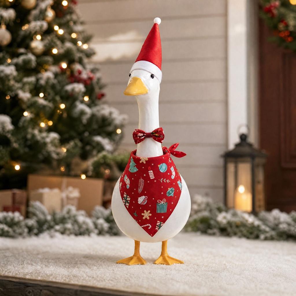 Christmas Costume with Santa Hat, Bib and Tie for Outdoor Garden Decoration