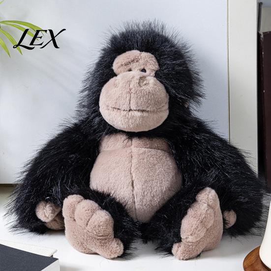 Realistic Stuffed Animal Plush Gorilla Doll, Toy for Kids, Soft Fluffy Comfortable Companion Gift Orangutan Plushie with Thick Long Fur, Home