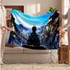 Kamado Tanjiro Printed Flannel Blanket, Skin Friendly Warm Throw for Indoor Couch Bed Daily Use