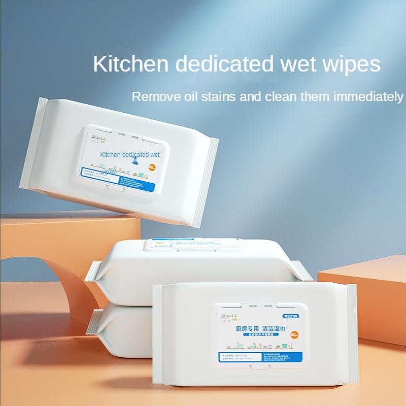 Kitchen Wipes Large Package of Powerful Stain Removal and Grease Stains Disposable Cleaning Hood Stove Kitchen Wet Wipes Mild Does Not Hurt Hands