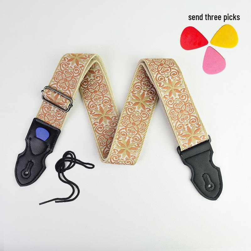 Premium Embroidered Guitar Strap for Acoustic and Electric Guitars
