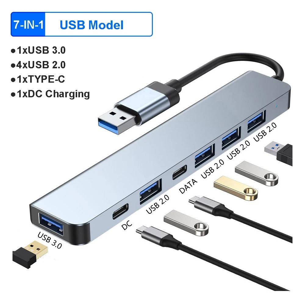 8 Ports USB C HUB USB A TYPE-C HUB Concentrator USB C Docking Station 5Gbps Multi Adapter SD TF Card Reader For MacBook Air PC