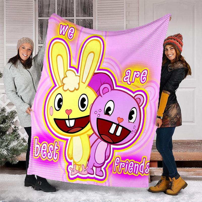 Happy Tree Friends4 printed throw blanket—lightweight,soft,warm;versatile blanket for all seasons—perfect as &air-conditioning throw,nap blanket