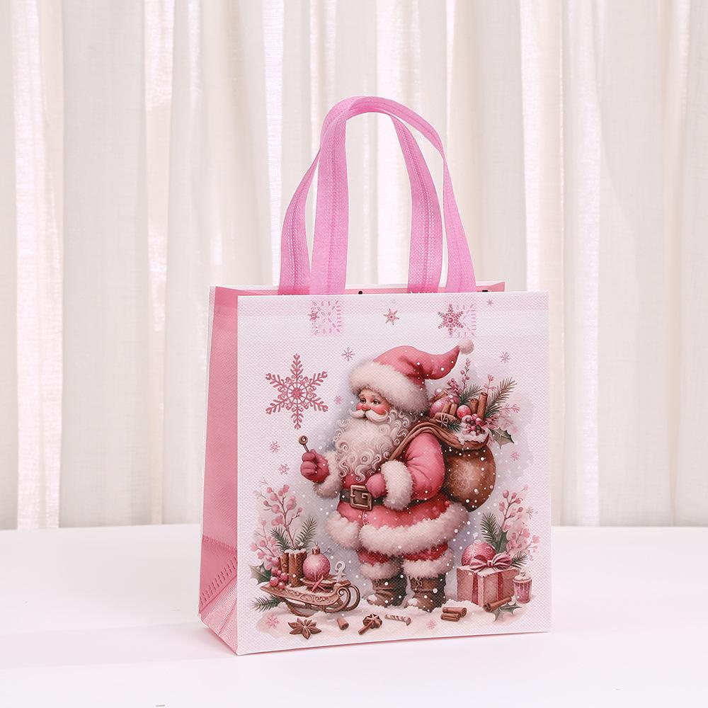 Christmas Gift Bags Reusable Christmas Shopping Bags Reusable Party Favor Tote Pink Non-Woven Treat Bag For Party Favor Bag