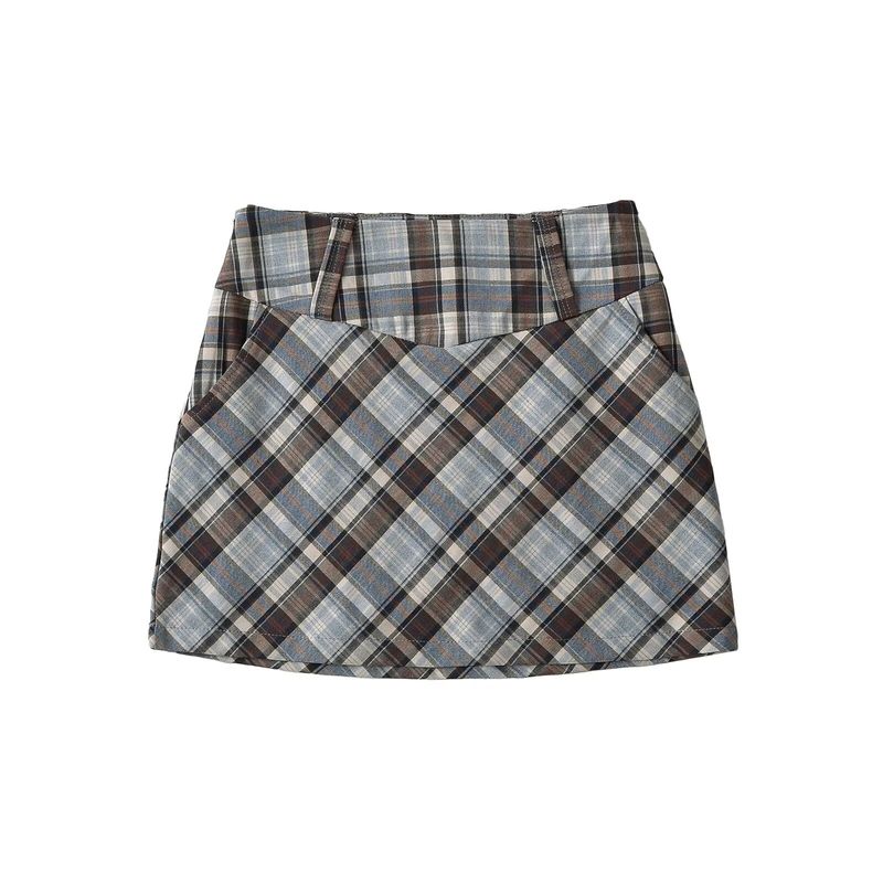 

Za New Fall Women s Clothing 2025 Preppy Style American Retro High Waist Slim Looking Plaid Skirt Gingham Skirt Gingham Contrast Color without belt L