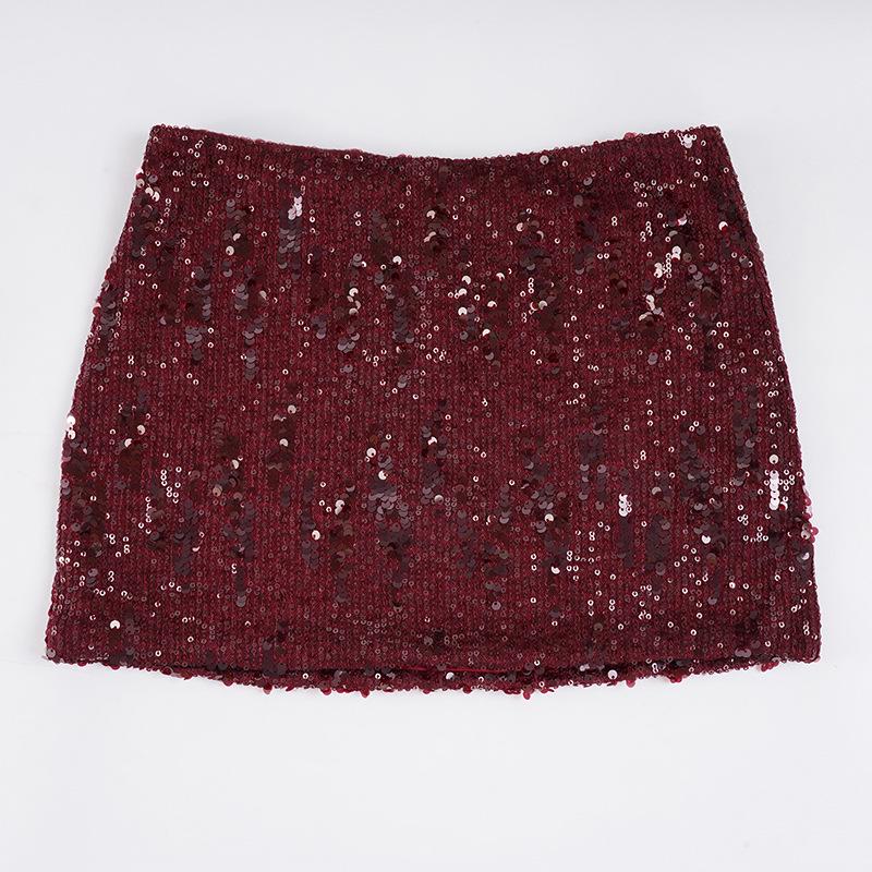 Shiguang Fashion Sequined Hip-Hugging Low-Waist Short Skirt for Women - European & American Nightclub Style