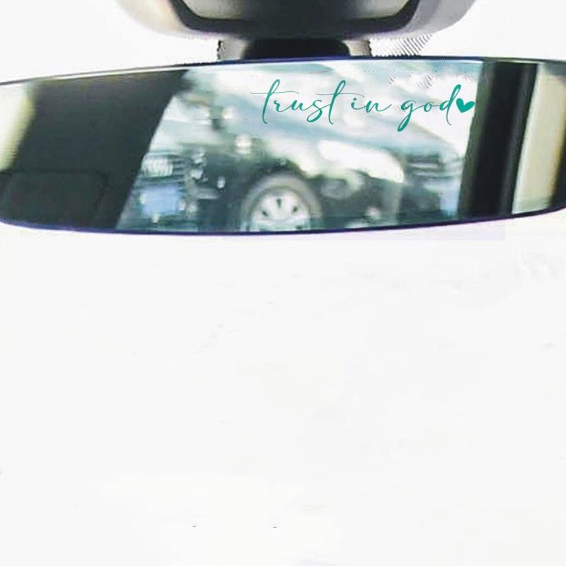 Trust In God Heart Car Rear View Mirror Sticker Decal Faith Bible Verse Christian Church Auto Vehicle Bumper Decor