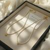 Elegant French Minimalist Pearl & Crystal Necklace - Delicate Gold Bean Chain for Everyday Wear by Women