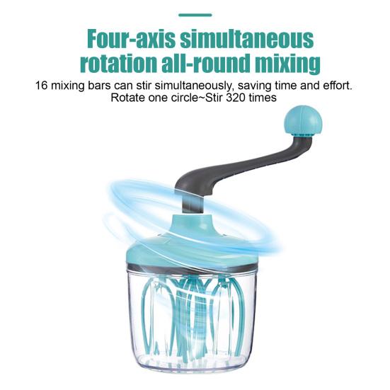 Yousheng Manueller Schneebesen Halbautomatischer Rotierender Eierschläger für Sahne Baiser Eiermixer Müheloses Küchenwerkzeug zum Backen Mischen