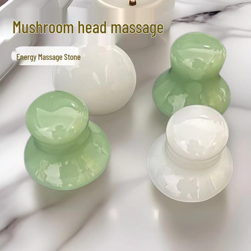 Массажный стик Гуаша из грибного нефрита для массажа лица и глаз White Jade Mushroom