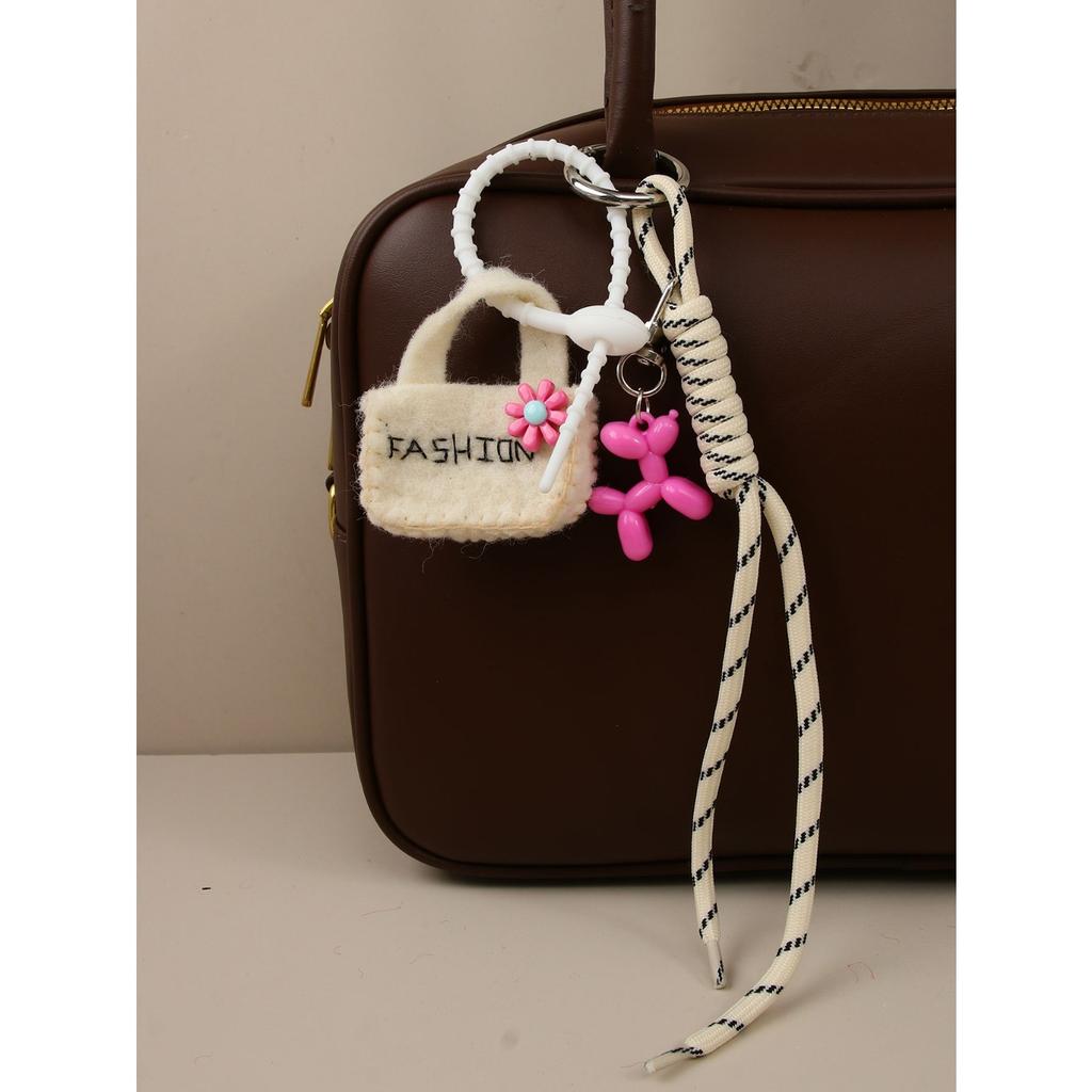 Ins wind wool felt mini bag cute balloon dog braided rope bag pendant versatile keychain car hanging
