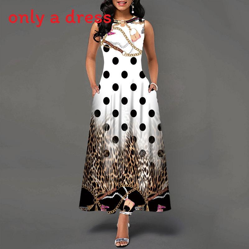 Urban Chic Printed Polyester Sleeveless Maxi Dress For Work And Casual Wear