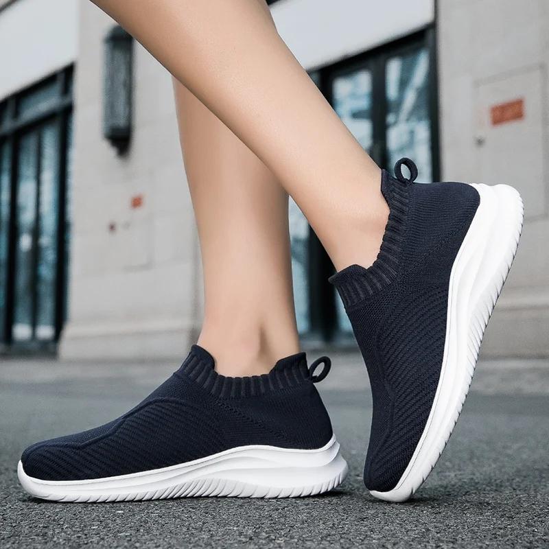 New Spring Summer Women Shoes Knitting Sock Women's Sneakers Breathable Women Flat Shoes Soft Bottom Casual Walking Shoes