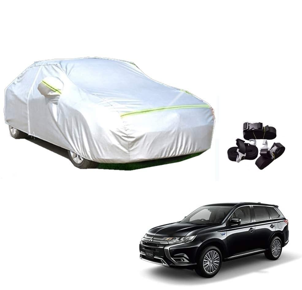 

AUNAZZ Car Cover for Mitsubishi Outlander Genuine Car Body UV Oxford Synthetic Aluminum with 3 Windproof Belts PHEV, Cover, Protection, Anti-Freeze,