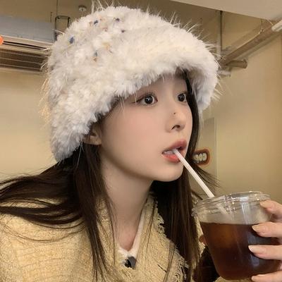 Hand Knitted Woolen Hat for Women New Winter Furry  Warm and Face Showing Small Knitted Hat  Fisherman Hat