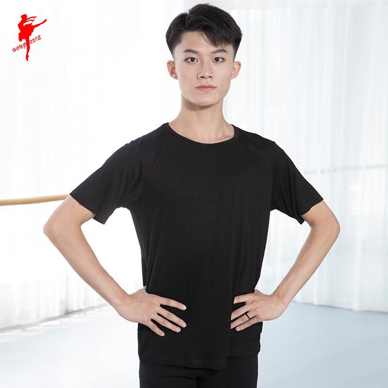 

Мужской красный топ с коротким рукавом и круглым вырезом из модала для танцев 35292 3XL