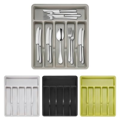 Vassoio portaposate con 6 scomparti, contenitore in plastica per utensili da cucina, forchette, cucchiai, taglierino, robusto, senza BPA