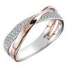 Two Tone Criss Cross Ring with Paved Cubic Zirconia, Intertwined Band Promise Ring for Women, Fashion Wedding Jewelry