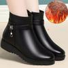 Autumn and Winter Plus Velvet Thickening To Keep Warm Middle-aged and Elderly Mothers Cotton Boots Soft Leather Soft-soled Non-slip Snow Boots