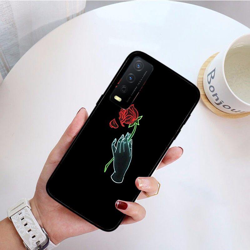 Sfondo nero fluorescente Rosa neon cuore regina cover Per vivo Y31 Y30 Y33S Y11S Y12S Y17 Y20 Y21S Y53S Y15 Y91C V23 Custodie