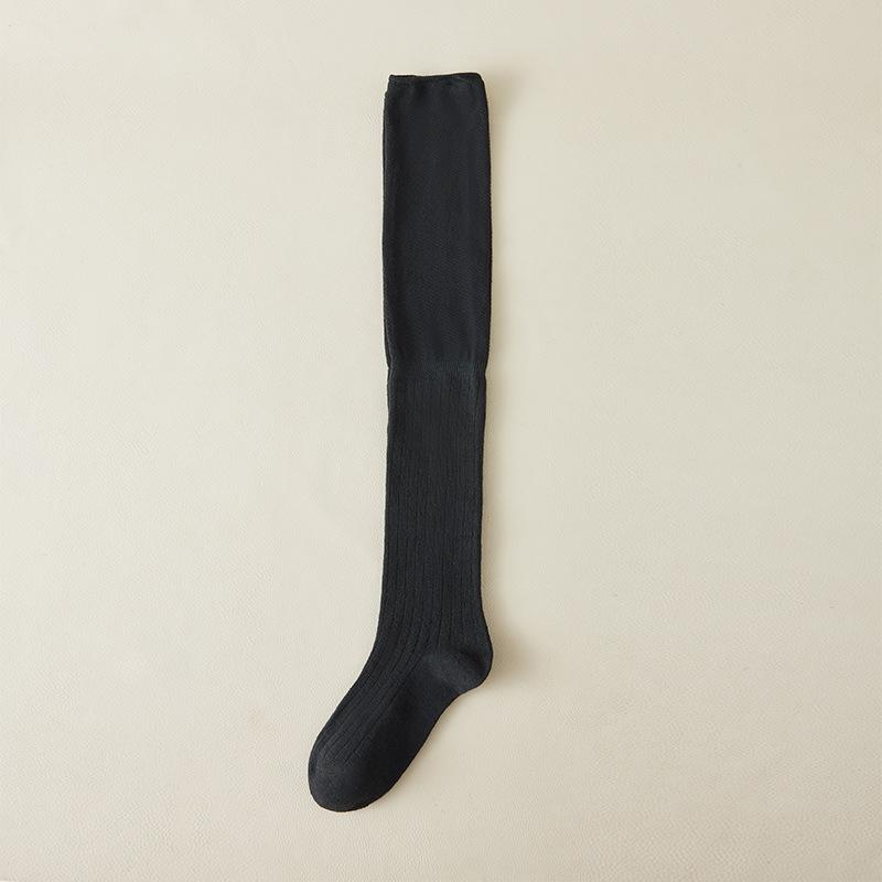 

Гольфы до колена для женщин на лето, тонкие однотонные лоскутные гольфы с длинным ворсом, противоскользящие однотонные, модные и универсальные компрессионные гольфы 1 pair чёрный