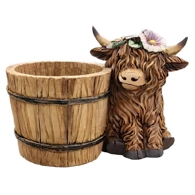 

Weather Resistant Resin Playful Outdoor Cattle Planter Container Sculpture Suitable For Patios And Yard Succulents Herbs 1