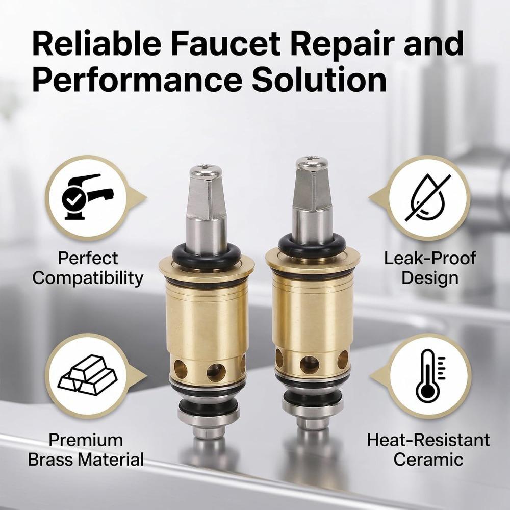 2pcs Set Brass Material Quarter Turn Cartridge Ceramic Water Valve Core For Faucet Repair