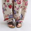 DIMANAF 2026 Summer New Plus Size Women Floral Long Pants Cotton Linen Vintage Loose Elastic Waist Casual Lady Bottoms