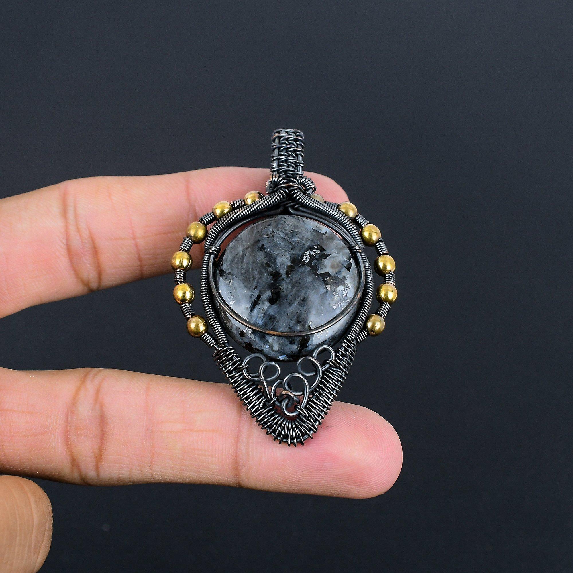 

Кулон из лабрадорита, ювелирное изделие из драгоценного камня ручной работы, кулон, обернутый медной проволокой 999 пробы, кулон с уникальным дизайном 2.28 Inches