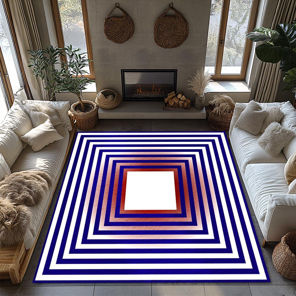 Tuniu Geometric Striped Rug Modern Living Room Floor Carpet Mat Non-Slip Decoration