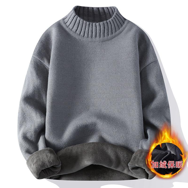 Men S Half Turtleneck Fleece Thick Knitted Pullover Sweater Winter
