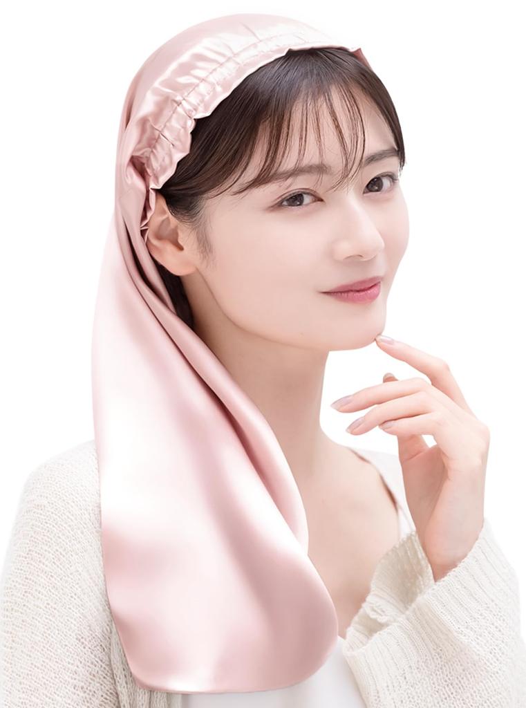 [COCOSILK] 100% Silk Night Cap for Long Hair – Tube Design Hair Sleeping Cap (60cm, Free Size, Light Pink)