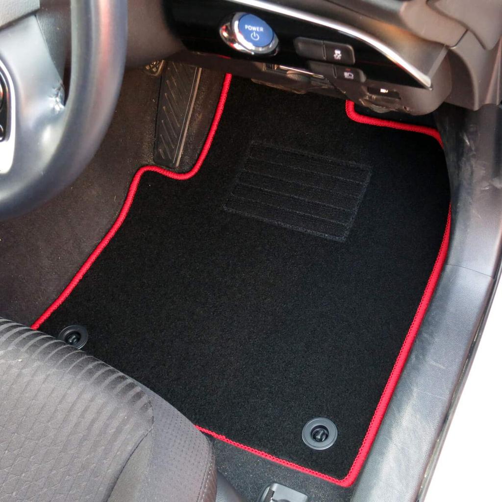 Fenice Car Floor Mats and Luggage Mat Made in Japan with Daihatsu Rocky and Toyota Raize 200 Black with Red Locking Stays in Place Accessories Set,