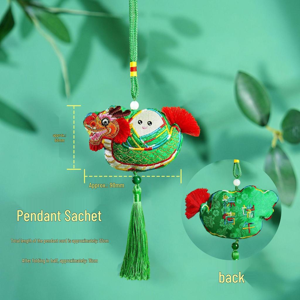 Dragon Boat Festival Embroidered Tiger Sachet Car Pendant - Ethnic Style Ornament