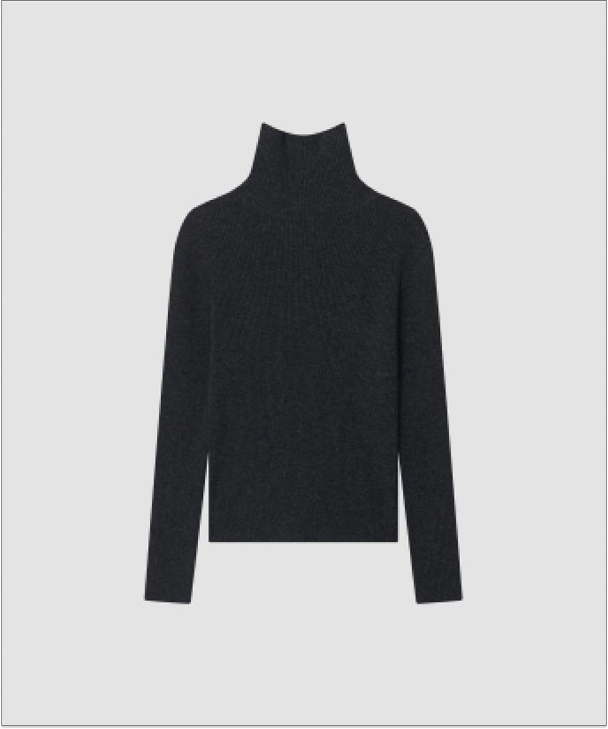 Deolil Button-Up Turtleneck Knit_Charcoal