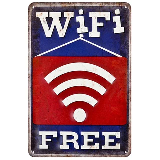 Vintage Tin Sign Home Is Where The Wifi Is Retro Metal Plate Wall Decoration for Cafe Bar Pub Club  Welcome Free Wifi