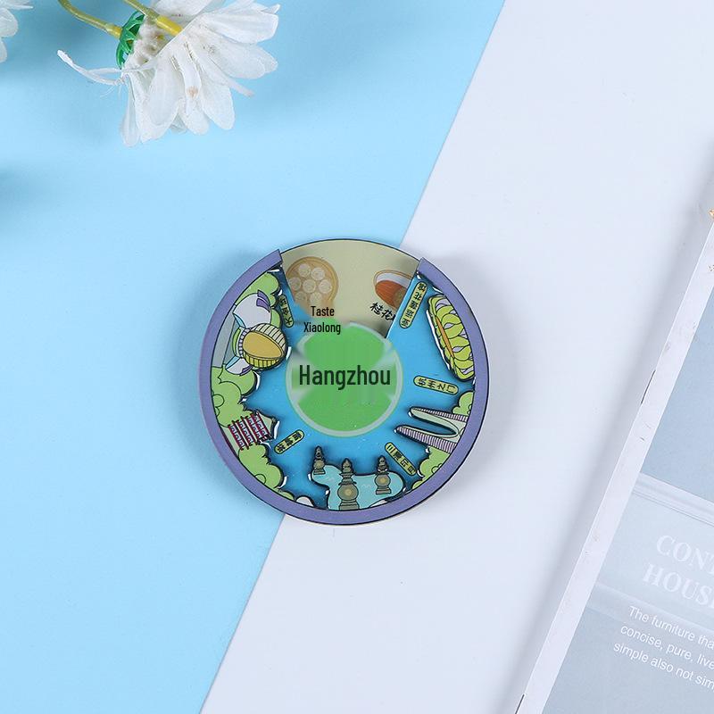 National City Scenic Cartoon Holz-Epoxid-Kühlschrankmagnet