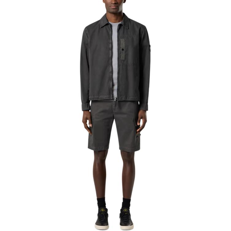 STONE ISLAND Washed Vintage Zip Jacket Men Jackets Carbon-Black K1S151200032S00WN-V0165