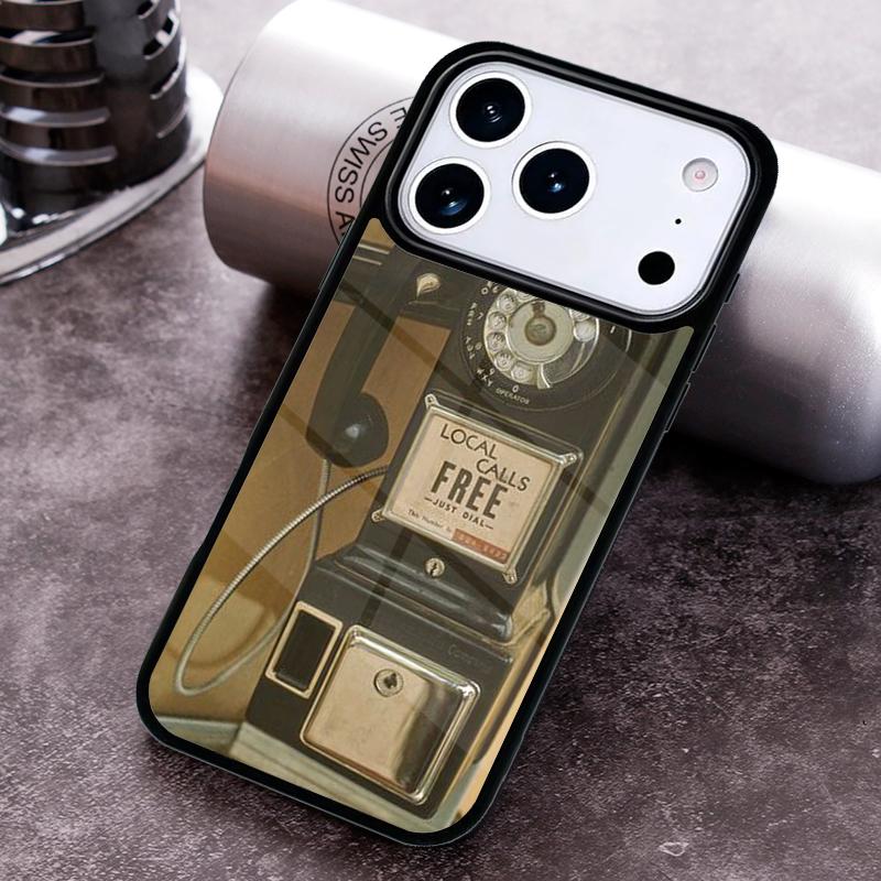 Retro Red Payphone Vintage Payphone Phone Case for iPhone 17 16 15 Pro Max Air 14 13 12 11 Plus Shockproof Capa Cover