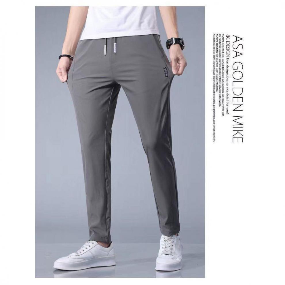 Men's Quick-Dry Elastic Silk Trousers - Summer Plus Size Loose Fit Sports Pants