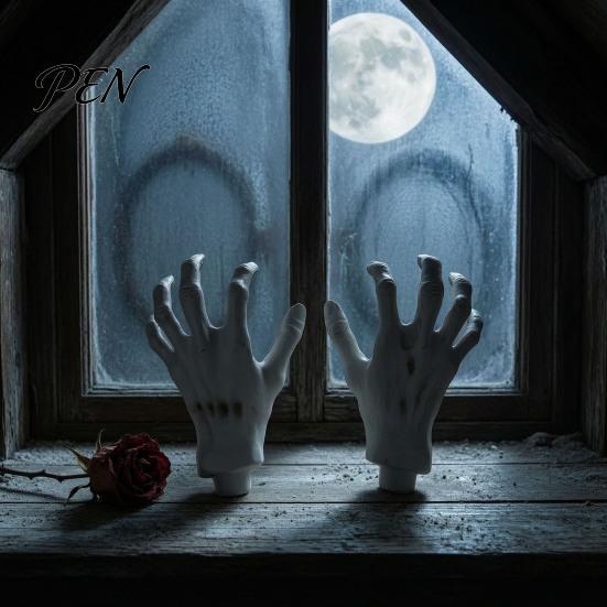 Retro Style Horror Ornaments 1 Pair Halloween Skeleton Hands, Realistic Plastic Zombie Life Atmospheric Bar Decor Items Size Severed Fake Hands