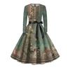Women's Casual Fashion Long Sleeve  Vintage Long Dresses