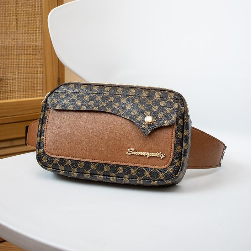 New printed fanny pack, women's sports running, mobile phone fanny pack, fashionable outdoor, new wallet.