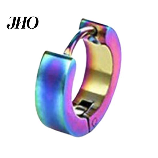 Ear Stud Round Earring Safe Unfading Unisex Stainless Steel Titanium Plated Clip for Shopping Club Daily Wear Hoop