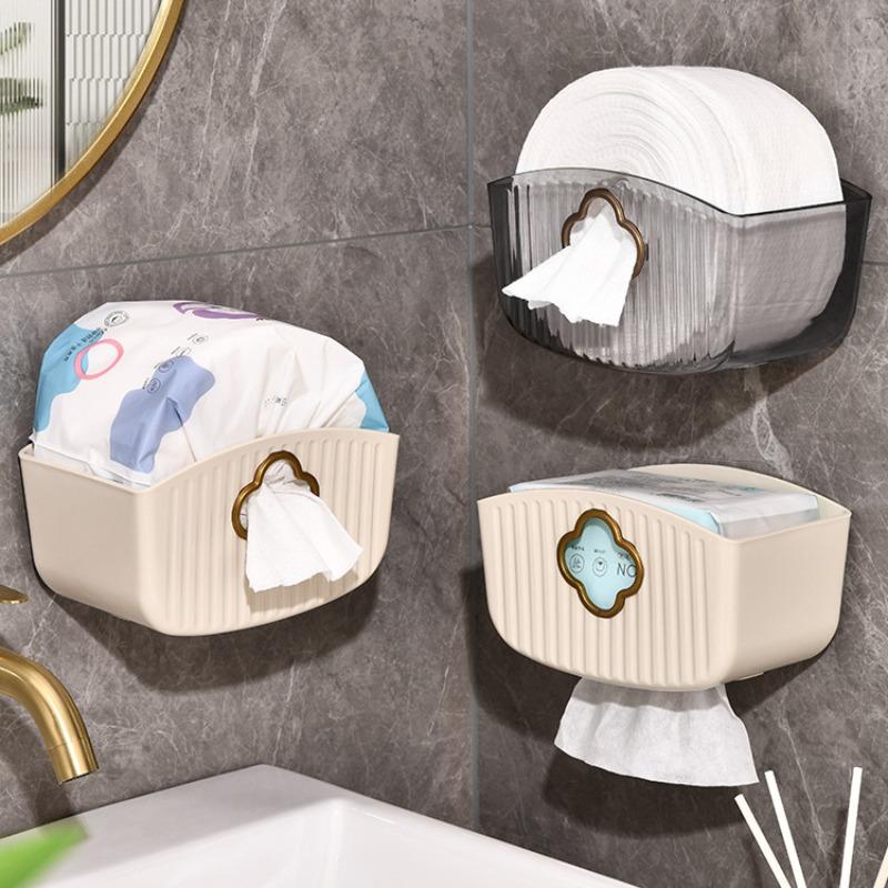 Wall-mounted, Non-perforated Creative Tissue Box, Face Towel Storage Box, Home Bathroom Tissue Box, Living Room
