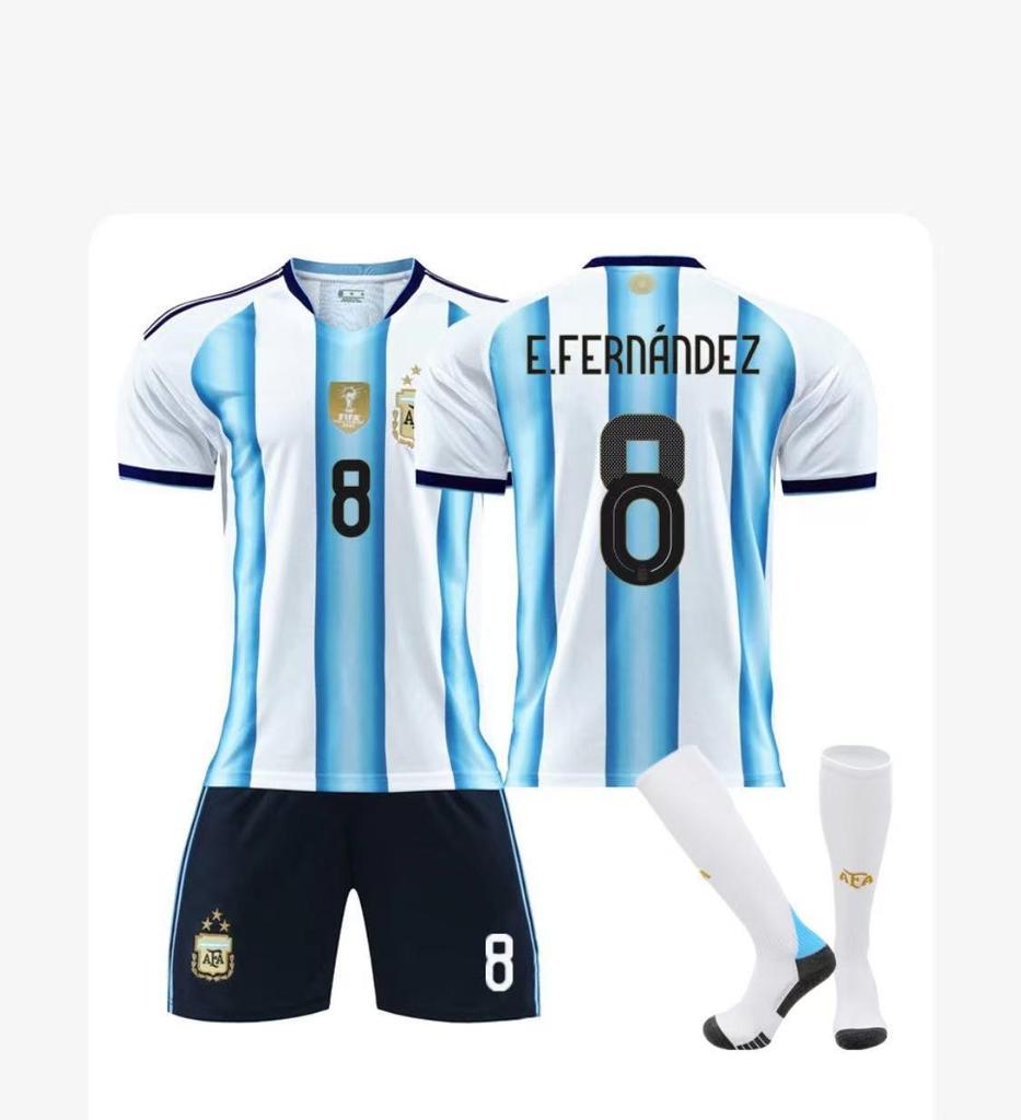 Argentina Home No. 10 Messi & No. 21 Dybala Kids Soccer Jersey Set - World Cup 2526